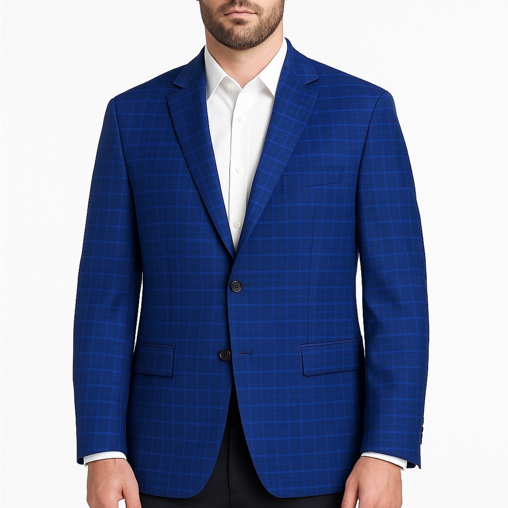 Tommy Hilfiger Men’s Sports Coat 42R Plaid Blue Capsule Classic Casual Office